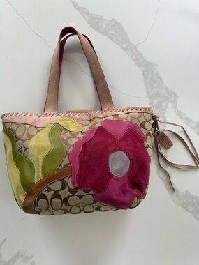 Coach Poppy for Peace Floral Patchwork Suede Bag
